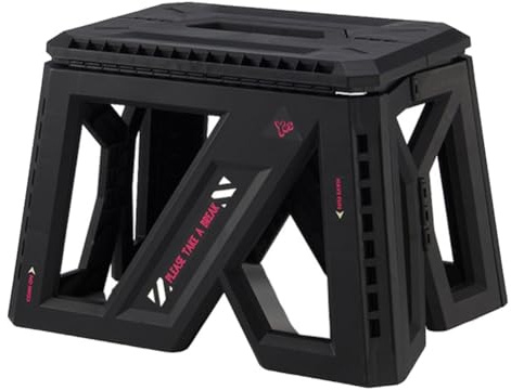 Homeponnew Sgabello pieghevole multifunzionale da esterno, sedia da campeggio portatile in plastica per giardino, picnic, pesca e uso domestico, nero