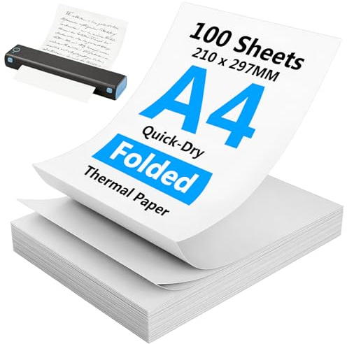 100 Sheets A4 Thermal Printer Paper,8.27x11.69 inch,for Portable Printers