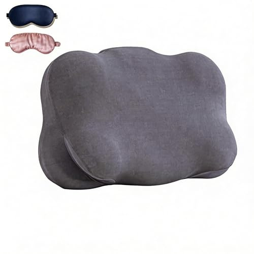 Fluxonic Cloud Align Pillow - Ergonomic Cervical Neck Support Pillow for Side, Back & Stomach Sleepers | Never Flat & Continuous Support, Butterfly Contour, Breathable Cover (Gray)