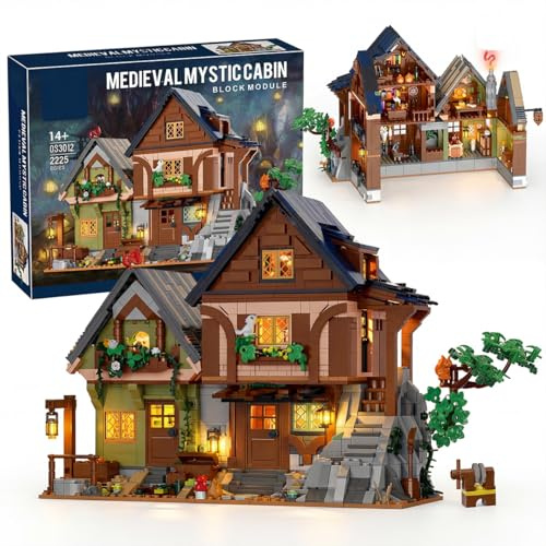 Mittelalter Geheimnis Klemmbausteine Häuser Set - 2225 Teile Wald Magie Architektur | Stadthaus Modular Building für Erwachsene