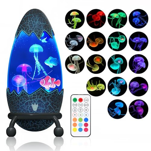 Ambesty LED Fantasy Quallen Lavalampe, LED Quallen Lampe Lavalampen 17 Farben, Quallen Aquarium Lampe, Zuhause Stimmungslicht Dekoration mit Fernsteuerung, für Weihnachten Geschenke Kinder