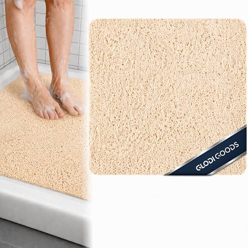 Duschmatte rutschfest – Antirutsch Badematte für Dusche & Badewanne – Wasserdurchlässige PVC (Beige, 60x60 cm)