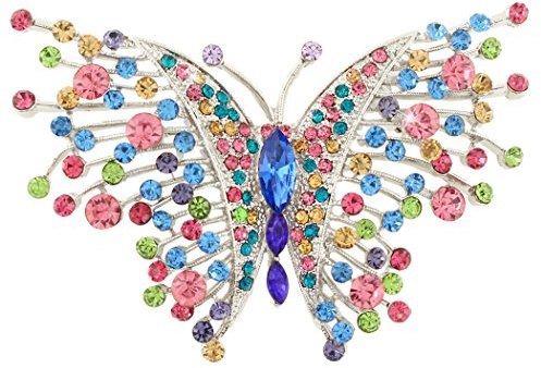 EVER FAITH Cristal Autrichien Art Nouveau Machaon Papillon Insecte Animal Broche Multicolore Ton d'argent