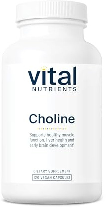 Vital Nutrients Choline 550mg - Vegan Choline Supplements - 100% RDA for Neurological Development and Health* - Gluten, Dairy, Soy Free - Non-GMO - 120 Capsules