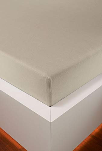 Schlummerglück Spannbetttuch mit hochwertigem Tencel, Falten- und bügelfrei, ideal für höhere Matratzen/Boxspringbetten, versch. Größen und Farben wählbar (Kiesel, 180-200 x 200-220 cm)