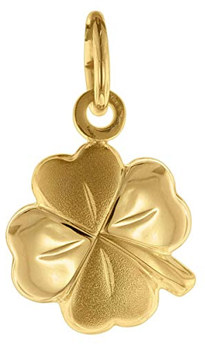 trendor Anhänger Glücksklee Gold 333/8 Karat 75620 | eleganter Halsschmuck aus hochwertigem Echtgold für Damen, zauberhafte Geschenkidee für modische Frauen,