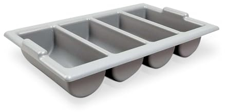 We Can Source It Ltd - Heavy Duty Grey Cutlery Tray – Stackable Plastic Organizer for Catering, Restaurants & Kitchens – Durable Storage Solution with Deep Compartments for Efficient Organization