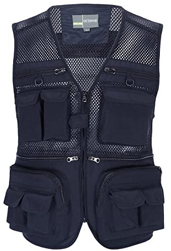 OlyljpinZ Herren Outdoor Anglerweste Casual Mesh Weste Schnelltrocknend Multifunktions Weste Arbeit Reise Fotografie Ärmellos Jacke mit Vielen Praktischen Taschen