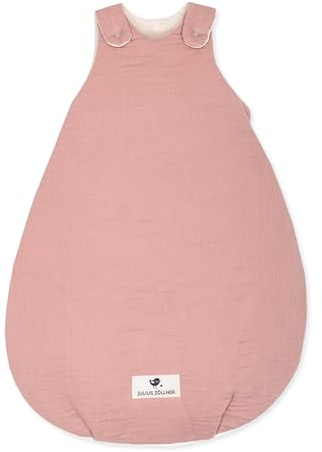 Julius Zöllner muslin babysovsäck varm fyllning 2,5 TOG, tvättbar vid 40 °C, tillverkad i Tyskland, Oeko TEX Standard 100, Dusty Rose, storlek 56/62