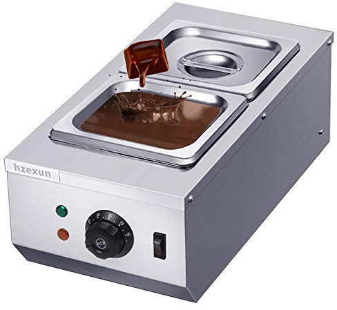 hzexun Tempéreuse À Chocolat Bain Marie Electrique Réchauffeur de Liquide Acier Inoxydable Capacité 6L 2 Réservoirs Maison Commerciale 220V 600W