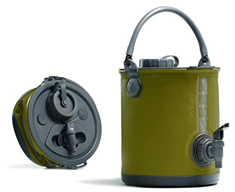 Colapz 2-in-1 Faltbarer Wasserkanister mit Hahn – BPA-freier Trinkwasserbehälter & Falteimer für Camping, Vanlife, Offgrid, Festival & Outdoor Abenteuer - Olivgrün