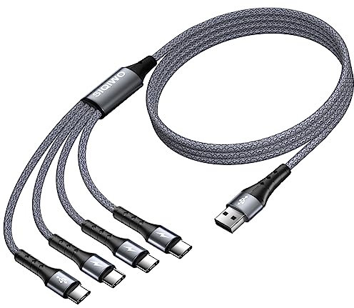 SIQIWO USB Typ C Kabel 1.2M, USB C 3.0 Schnellladung Sync Ladekabel mit 4 USB C Port, für iPhone 15/16, Android Galaxy S24 S23 S22 S20 S10 Plus A51 A7, Note 20 10 9, LG G8 V50, Huawei, Sony, Xiaomi