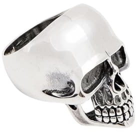 Biker Ring 925 Sterling Silver CHUNKY Heavy Skeleton Skull Rings for Men, Skull Gothic Punk Biker Ring Size: R T W U Y Z