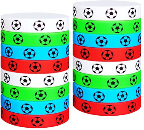 HUSHUI Silicone Wristbands,16Pcs Soccer Bracelets Sports Football Party Activity Wristband,Soccer Fan Club Wristbands Party Favors Decorations Gifts