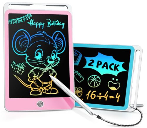 [2 Pack] ORSEN Kids Toys 8.5 Inch LCD Writing Tablet, Reusable Drawing Pad for Kids, Learning Doodle Board for Christmas Birthday Gift, Travel Toys for 3-8 Year Old Boys Girls Toddler (Blue Pink)