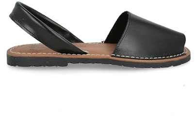 PAYMA - Menorquinas Avarcas per Donna Uomo Unisex. Menorcan Scarpe. Sandali Espadrilla Estivi. Articolo di Pelle della Spagna. Pianta Imbottita. Tallone Aperto. Colore: Nero, Taglia: EU 39