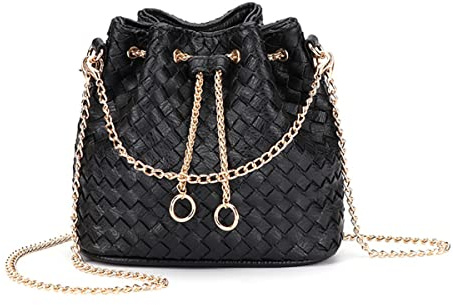 LEGVAEY Damen-Handtasche aus geflochtenem Leder (einfache Mode), Schwarz , cm