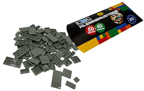 CMC imports 120 Klemmbausteine Fliesen Tiles 34 vers. Farben zur Auswahl Bausteine 1x1 1x2 2x2 2x4 Kacheln Noppen Kompatibel (280 - Grau)