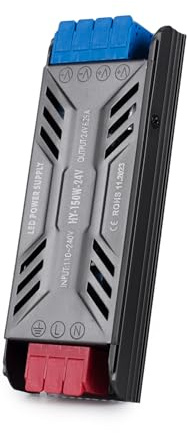 BRIMETI LED Transformator 24V 150W 6.25A LED Drivrutin AC 220V till 24V DC Strömförsörjning Konstant Spänning Slim Lågspänning Nätadapter Transformator för Strip Lampor Inomhusbruk Skåpbelysning