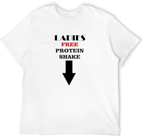 finire Ladies Free Protein Shake Gym Funny Naughty Quote Mens Tshirt Tee Top White 3XL