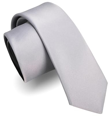 JEMYGINS Herren-Krawatte, matt, 6 cm, schmal, mehrere Farben erhältlich, aus Seide, inklusive Box, hellgrau, M