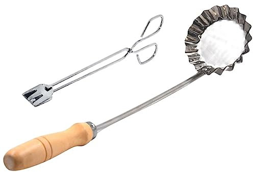 Amosfun Potato Cake Mold Wooden Handle Non-stick Kitchen Tongs for Frying Snacks Home Cooking Utensil Tool Material for Easy Use