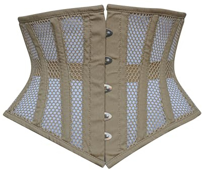 Hi-GERMANWEARS kvinnors underbyst korsett svart nät stålbenad midjetränare kroppsformare cincher geting kraftig kort överkropp midjekorsett, NAKEN, 4XL
