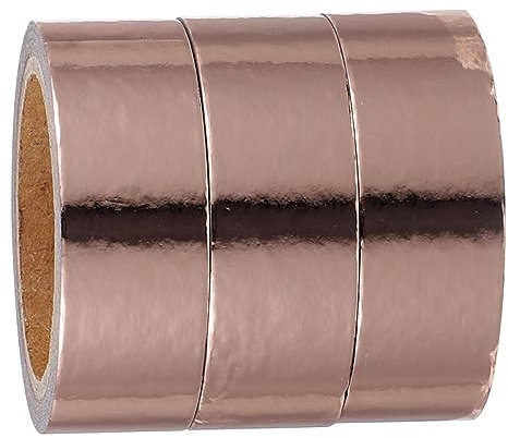 TEHAUX 3rollen Metallic Washi Tape Roségold Selbstklebendes Papierband Für Scrapbooking Bastelprojekte Und Dekorationen Aesthetic Tape Für Kreative Anwendungen