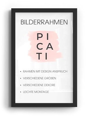 Picati Bilderrahmen KLASSIKO, Schwarz Matt DIN Größe A1 (84x59,4 cm), Wandbilderrahmen für Poster, Bilder & Gemälde