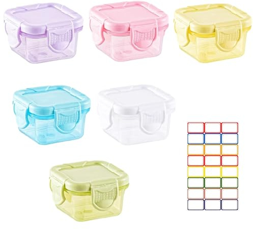 Salatdressing Behälter, Mini Frischhaltedosen mit Deckel Kleine Snackdose,Plastik Vorratsdosen Set,Glas kleine Würze mit Deckel, Lebensmittelbehälter, Mini Dip Saucenbehälter Dose für Mikrowelle,6PC