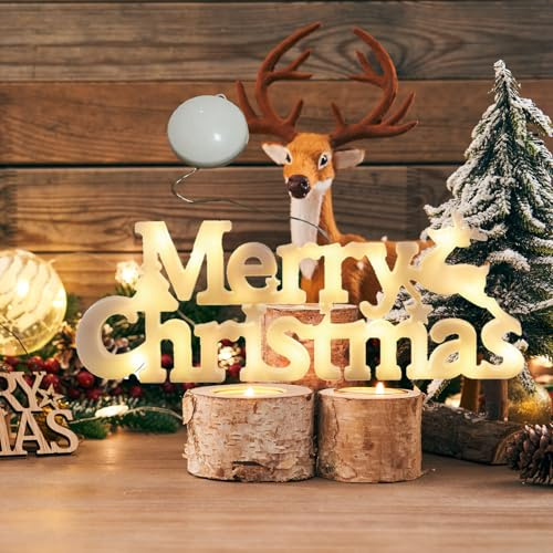 Christmas Decorative Window Light 28CM Merry Christmas Hanging Lights Battery Operated LED Merry Xmas Letter Fairy Lights Banner for Indoor Outdoor Christmas Window Decoration