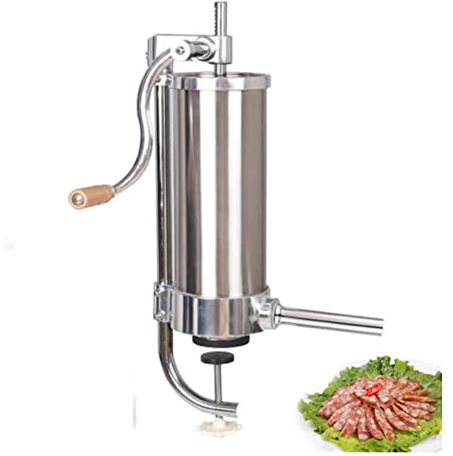 Vertical Sausage Stuffer, Kitchen Stainless Steel Manual Meat Filler Sausage Maker, Operated Salami Maker Kit, with 3 Size Professional Filling Nozzles Attachment