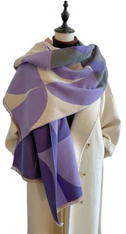 GLYLFQZJ Damenschal Winter Damen Schal Luxus Design Doppelseitige Imitation Kaschmir Schal Warme Schal Schal Schal Schal-Lila