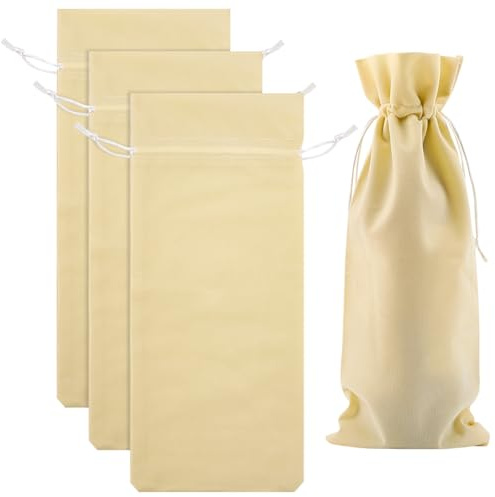 Beebeecraft 4 Stück Weinflaschen Kordelzugbeutel Gelb Rechteckig Geschenkpackung Wiederverwendbare Flaschen Staubschutzhüllen Für Geburtstagsparty Geschenke 14.8 x 5.9(1) cm