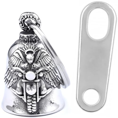 ZEPIQOR Campanella guardian bell Portafortuna Moto Cuore Alato Protezione Motociclista Biker Triker, Amuleto Fornito in Custodia Regalo in Velluto