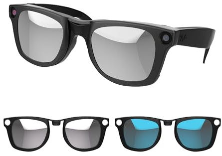 HiBloks 2 st polariserade Clip-on kompatibel med Ray-Ban Meta Wayfarer & Gen 2 (RW4008/RW4012 Large 53-22), färgskiftande klämset för Rayban Meta Gen 2 smarta glasögon missfärgningsklämma (grå+blå)