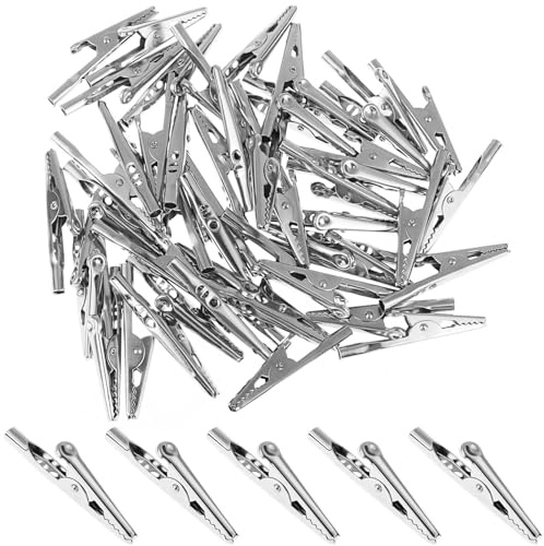 50Pcs Alligator Clips Electrical, Small Crocodile Clips, Metal Croc Clips for Laboratory Electric Testing Work(50mm)