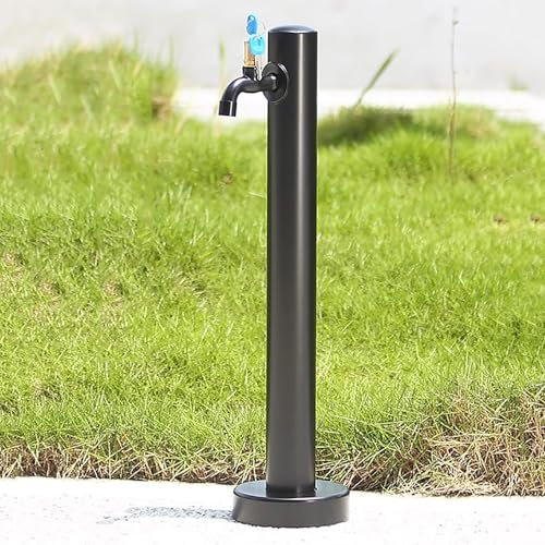 Colonna d'Acqua Esterna con Rubinetto - Fontana da Giardino Indipendente, Uscita Singola con Serratura, Facile Installazione, Materiale Spesso Resistente, Design con Base Rotonda (Grande)