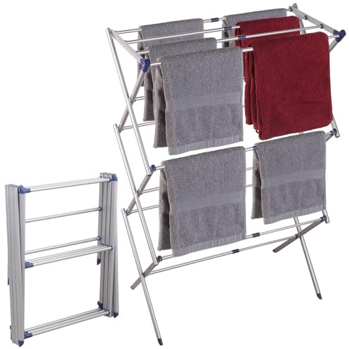 PEARL Wäscheständer Camping: Ausziehbarer Teleskop-Scheren-Wäscheständer, klappbar, 6 Ebenen, 8 m (Trockner, Camping klappbar, WC)