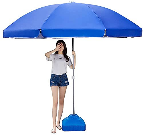 CCKUYT Beach Parasol Large-Scale Commercial Parasols For Sunshade, Outdoor Garden Parasols, Height-Adjustable Folding Round Umbrellas, Portable, Essential Equipment For Summer,Blue-3.4M
