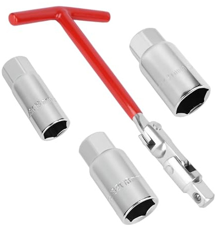 4pcs Spark Plug Wrench, T-Handle Spark Plug Socket Set Gap Tool Wire Sparks Plugs Removal Tool for Small Motor Vehicles, 5/8 Inch (16 mm) & 13/16 Inch (21 mm) Sparks Plugs Socket Tools for Lawn Mowers