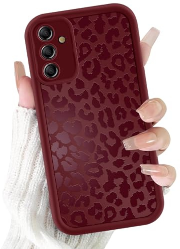 ZhuoFan Handyhülle für Samsung Galaxy A55 5G hülle 6,5”, Aesthetic Leopard Muster Rot Matte Design Schutzhülle Ultra Weich Silikon Case Mädchen Damen Stoßfest Kameraschutz Bumper Cover, 06
