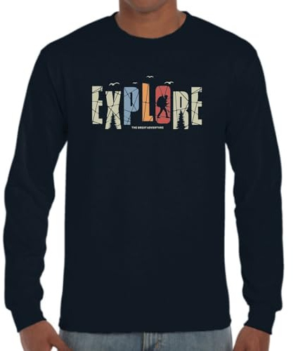 the Fan Tee Camiseta de Adulto de Manga Larga de Hombre Deportes Montañismo Senderismo Naturaleza Escalada Alpinismo Camping Pico Alpino 017 L