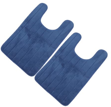 DEARMAMY 2 pezzi Tappetino Bagno U-shaped in Memory Foam Antiscivolo Assorbente e Rapido Asciugatura per Wc Lavabile in Lavatrice Adatto Sanitari Morbido Tappeto in Fleece