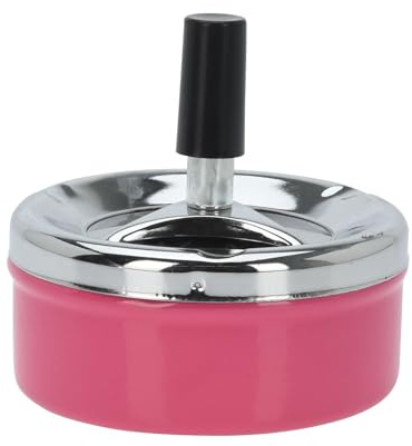 Drehaschenbecher Metall Ø 9 cm Aschenbecher Windaschenbecher Drehascher Sturmaschenbecher Wind Ascher (Rosa)