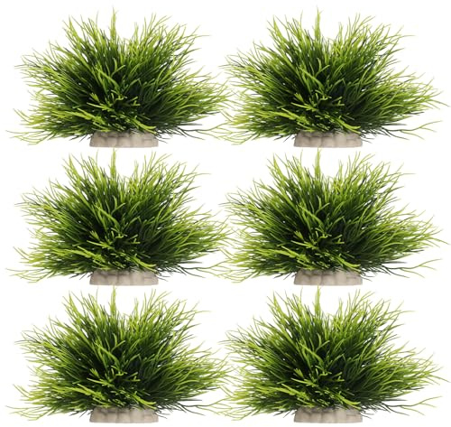 GSrenyu 6Pcs Fish Tank Plants Artificial Aquarium Plants Decorations | Realistic Plastic Aquatic Grass, Safe & Durable for Freshwater Fish Tanks, Vivariums & Landscaping