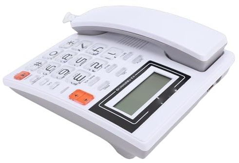 Fabater Telefon med Sladd med återuppringningsfunktion och Stora Knappar för Enkel Användning Hemma ABS-material (Vit)