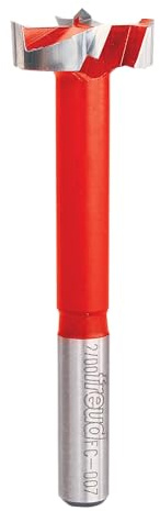 Freud Carbide Forstner Drill Bit for Drilling Flat Bottom, Pocket & Overlapping Holes, Cleaner Cuts & Longer Lasting Sharpness - 1 Diameter, 3/8 Shank, 3-1/2 Length - FC-007