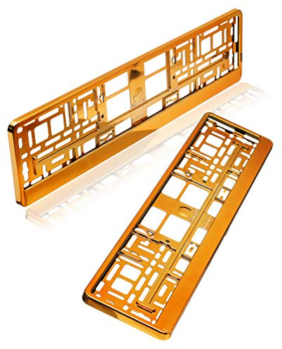 baytronic Kennzeichenhalter Hochglanz 2er Set (Orange-Chrom)