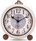 Lafocuse Grande Reloj Despertador Analógico Silencioso, Metal Beige Vintage Retro, Reloj de Mesa Decorativo para Mesilla Dormitorio 13cm